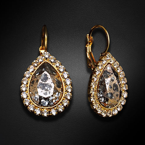 Auskarai "Debesų Lašas (Rožių Patina)" su Swarovski™ kristalais